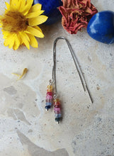 Load image into Gallery viewer, Rainbow Sapphire Threader Earrings