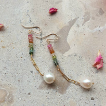 Load image into Gallery viewer, Tourmaline & Pearl Drops