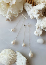 Load image into Gallery viewer, Silver Swings Pearl Earrings
