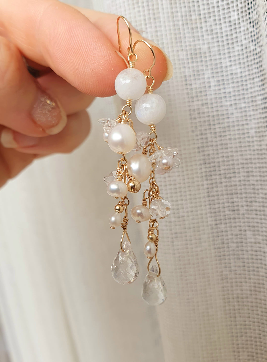Dream Drops Cluster Earrings in Ice