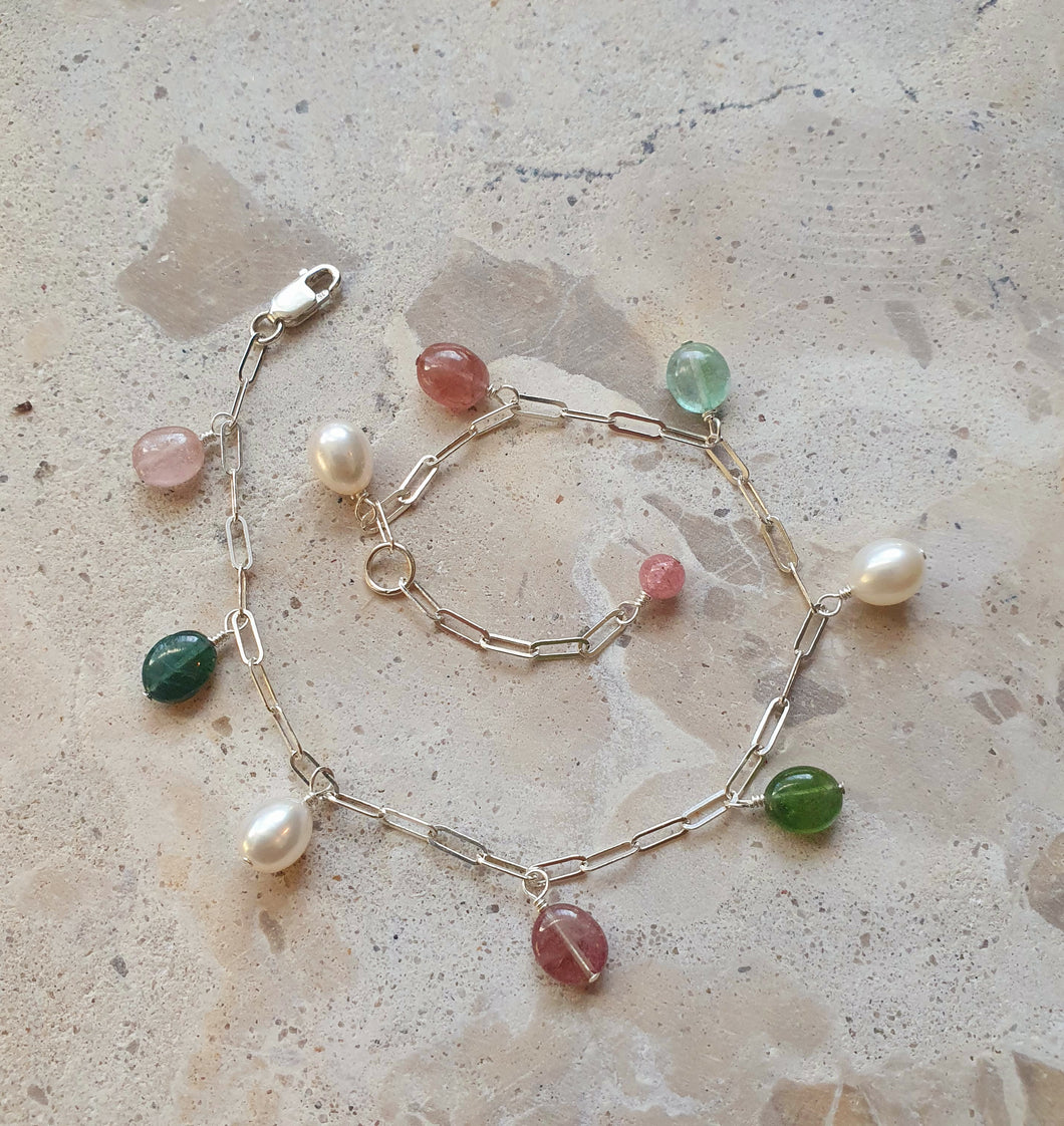 (RESERVED) Tourmaline & Pearl Bracelet