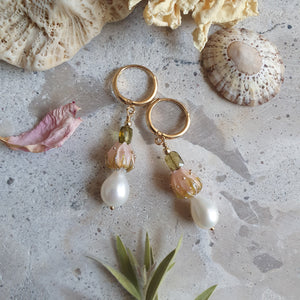 Floral & Pearl Hoop Earrings