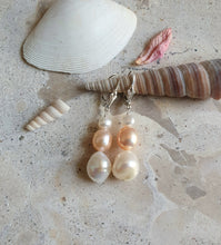 Load image into Gallery viewer, Pink &amp; White Baroque Pearl Leverback Earrings
