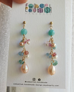 Dream Drop Cluster Earrings in Sorbet